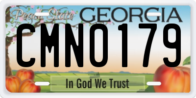 GA license plate CMN0179