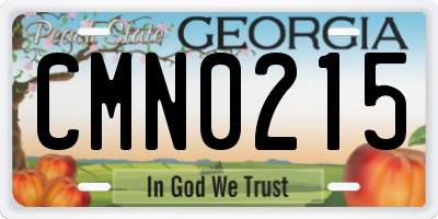 GA license plate CMN0215