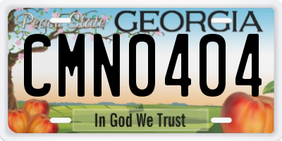 GA license plate CMN0404
