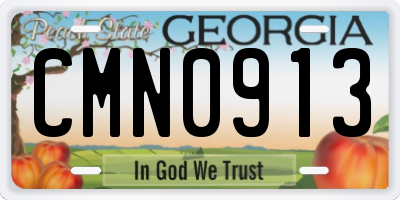 GA license plate CMN0913