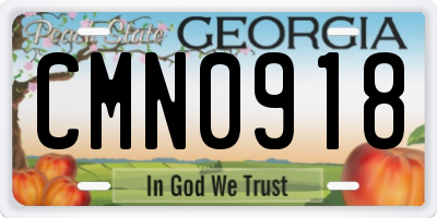 GA license plate CMN0918