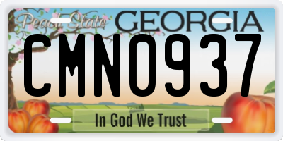 GA license plate CMN0937