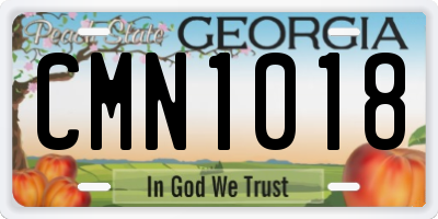 GA license plate CMN1018