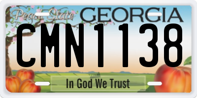 GA license plate CMN1138