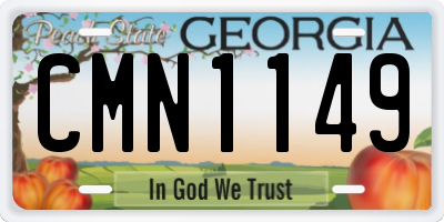 GA license plate CMN1149