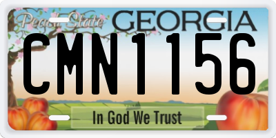 GA license plate CMN1156