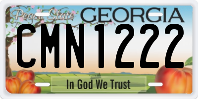 GA license plate CMN1222