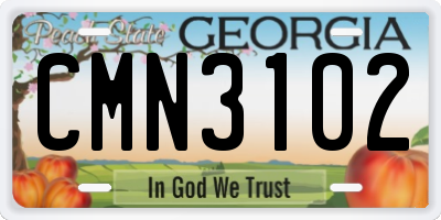 GA license plate CMN3102