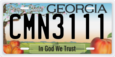 GA license plate CMN3111