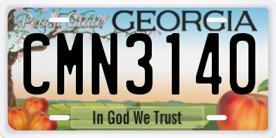 GA license plate CMN3140