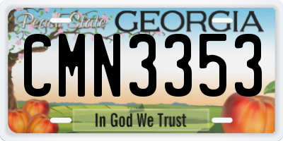 GA license plate CMN3353