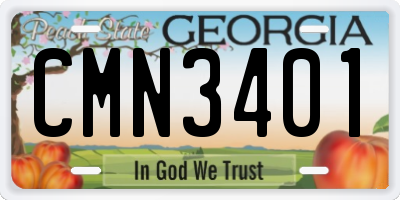 GA license plate CMN3401