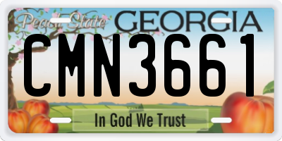 GA license plate CMN3661