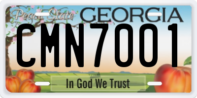 GA license plate CMN7001