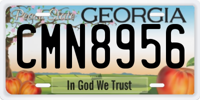 GA license plate CMN8956