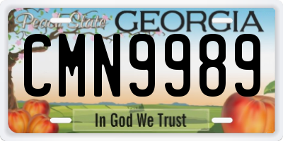 GA license plate CMN9989