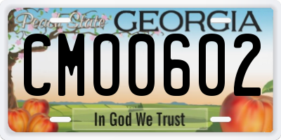 GA license plate CMO0602
