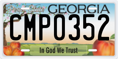 GA license plate CMP0352
