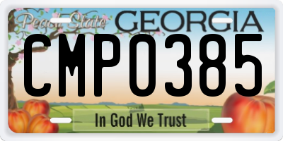 GA license plate CMP0385