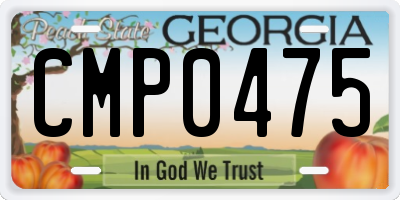 GA license plate CMP0475