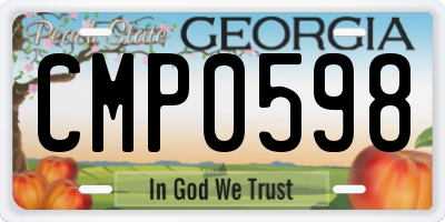 GA license plate CMP0598