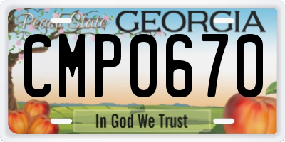 GA license plate CMP0670