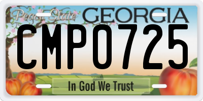 GA license plate CMP0725