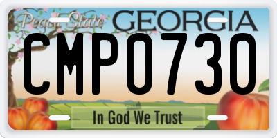 GA license plate CMP0730