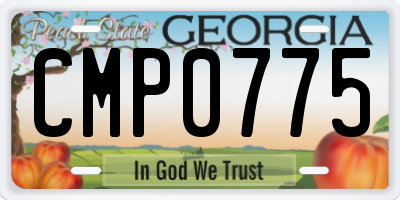 GA license plate CMP0775