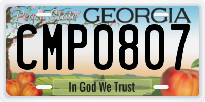 GA license plate CMP0807
