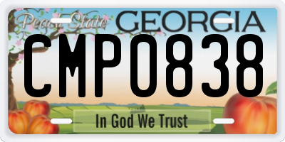 GA license plate CMP0838
