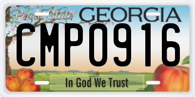 GA license plate CMP0916