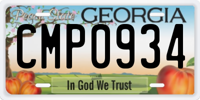 GA license plate CMP0934