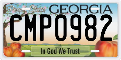 GA license plate CMP0982