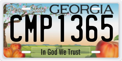 GA license plate CMP1365