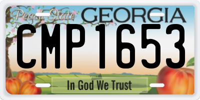 GA license plate CMP1653