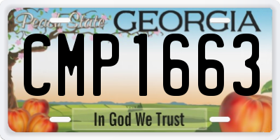 GA license plate CMP1663