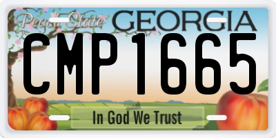 GA license plate CMP1665