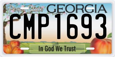 GA license plate CMP1693