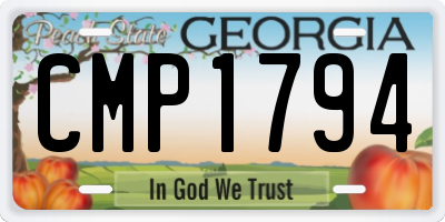 GA license plate CMP1794