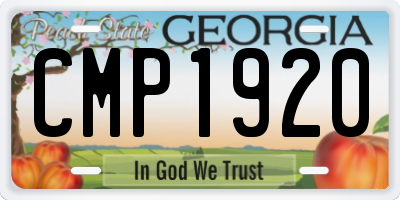 GA license plate CMP1920