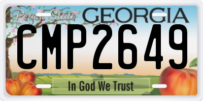 GA license plate CMP2649