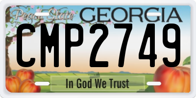 GA license plate CMP2749
