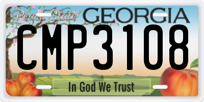 GA license plate CMP3108