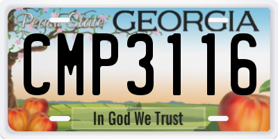 GA license plate CMP3116