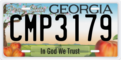 GA license plate CMP3179