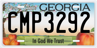 GA license plate CMP3292