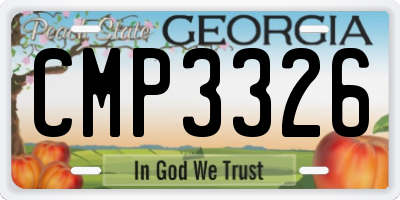 GA license plate CMP3326