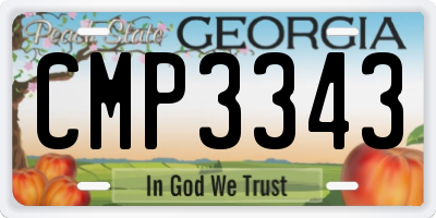 GA license plate CMP3343