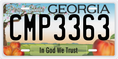 GA license plate CMP3363